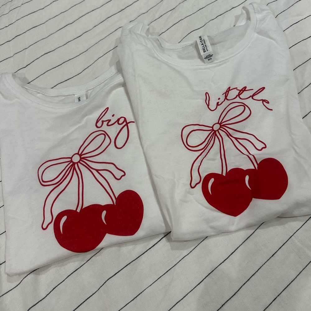 Bella + Canvas Big + Little Reveal Sorority Cherry Baby Tees NWOT